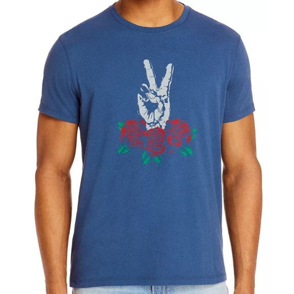 John Varvatos Other - John Varvatos Peace Sign Roses Crew T-Shirt Blue